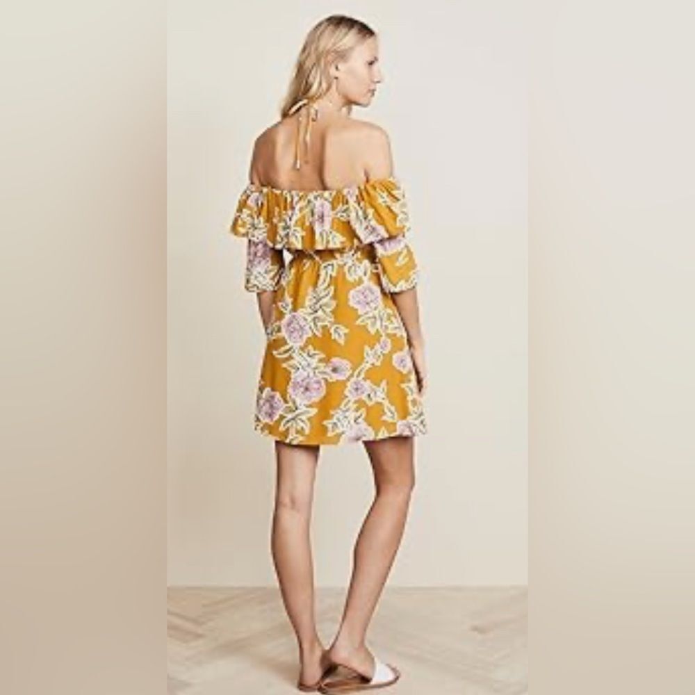 Cupcakes & Cashmere halter mini off-shoulders yellow dress magnolia floral sz XS
